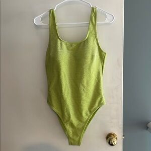 NWOT Pink Lily Lime Green One-Piece Swimsuit